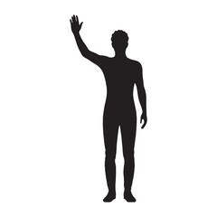 Friendly waving silhouette of a person for artistic greeting work - waving person silhouette - waving person vector - waving person illustration - waving silhouette - waving vector
