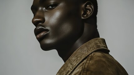 Stylish black man in a jacket, modern aesthetic, clean and confident look