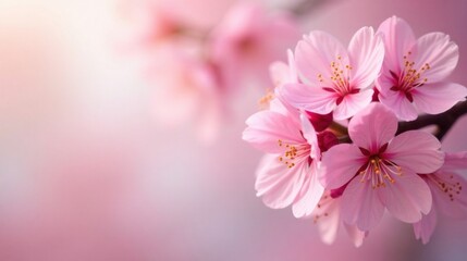 Delicate Pink Blossoms in Soft Focus, a Gentle Springtime Scene Featuring a Cluster of Flowers