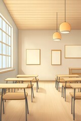 Fototapeta premium Bright and Minimalist Classroom Interior Design