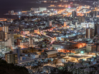 Obraz premium 北海道 小樽 毛無山 毛無峠 朝里 夜景 都市景観