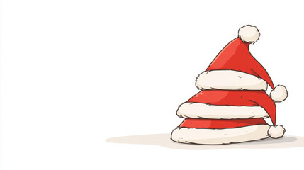 Cute pyramid arrangement of red Santa hats with white trim