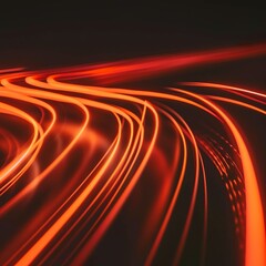 Curved Red Light Trails Captured in Long Exposure Photography