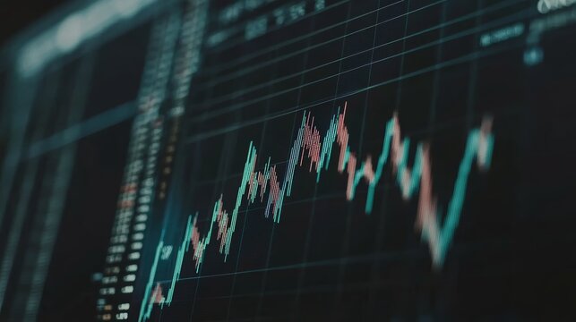 Glowing cryptocurrency trading chart displaying price fluctuations over time, indicating market volatility and investment opportunities in the digital asset space