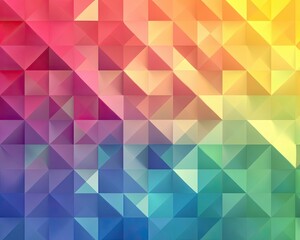 Fototapeta premium Pride month concept, Vibrant Geometric Pattern with Triangles in Rainbow Spectrum of Colors and Soft Gradients