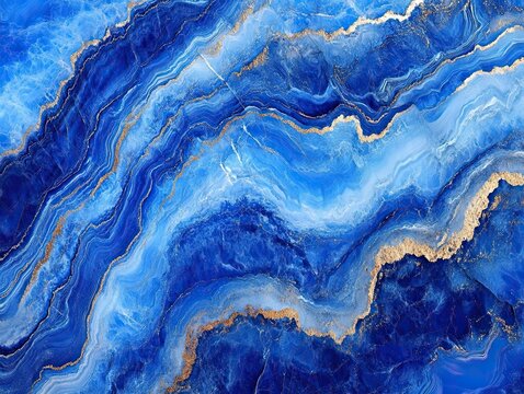 Abstract blue and gold marble pattern design for backgrounds and luxurious textures