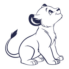 Obraz premium Cute Minimalist Baby Lion Vector Art for Modern Nursery and Animal Illustration Designs