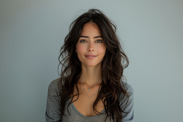 Naklejka premium Portraits of Caucasian woman aged 20-40, in clean, simple attire unique styles and personalities in a minimalistic setting.