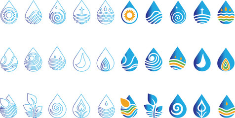 Water drop logo icon design colouring and outline vector.