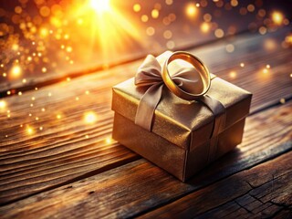 A wooden ring box, perfect for a romantic proposal or anniversary, featuring a breathtaking aerial view.