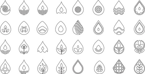Water drop logo icon design Silhouette and outline vector.