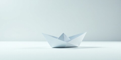 A Delicate Paper Boat on a Smooth Surface, Representing Minimalist Elegance and Simple Craftsmanship