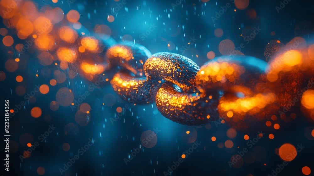 Poster a captivating closeup displays a molecule chain glistening with vibrant colors. the intricate links 