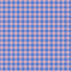 Gingham tablecloth pattern. Blue and Pink Checkered Pattern. Geometric print for blanket or classic cloth. 