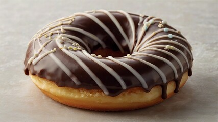 Decadent Chocolate Donut: Swirled Glaze, Sprinkles, Delightful Treat