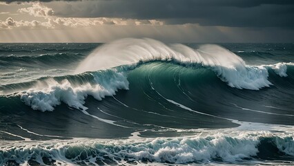 嵐の海と迫りくる暗雲｜Stormy Ocean and Looming Dark Clouds