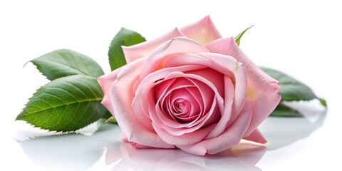 Beautiful pink rose, isolated on white background, soft focus, high-resolution. Ideal floral image for various uses.