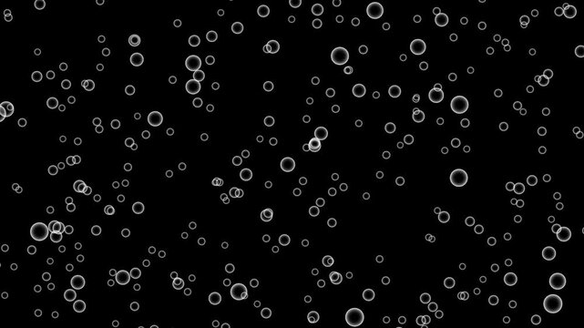 Bubble animation on black background.