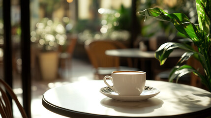Morning Coffee in Cozy Cafe Sunlight Warm Latte Relaxing Atmosphere Perfect Day Peaceful Moments    