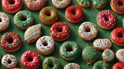 Festive Holiday Donuts: A Vibrant, Colorful Sprinkle Delight
