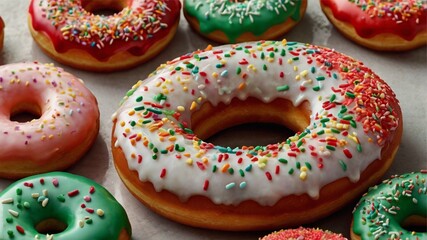 Festive Sprinkled Donuts: A Delightful Bakery Scene