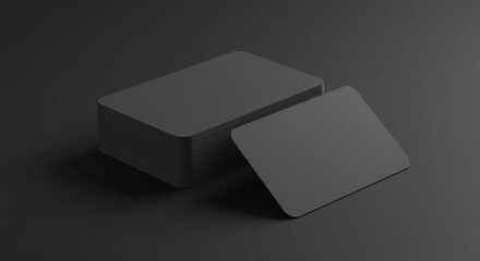 Blank Black Business Cards Mockup on Dark Background