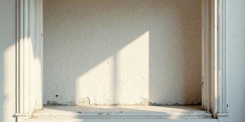 Sunlit Recessed Niche with Weathered White Frame and Subtle Shadow Play