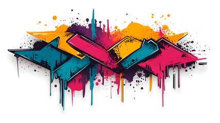 Vibrant Graffiti Inspired Abstract Composition with Colorful Fluid Shapes and Patterns