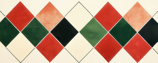 Festive diamond pattern with red, green, and white colors for Christmas