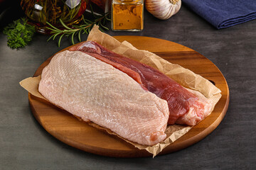 Raw duck breast for cooking