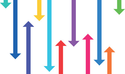arrows with different sizes in color style. Small and large arrows indicating direction