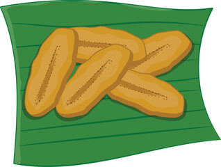 Pisang  goreng fried banana Asian food vector illustration
