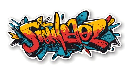 Fototapeta premium Vibrant Graffiti Art on Urban Wall with Colorful Graphic Lettering and Shapes
