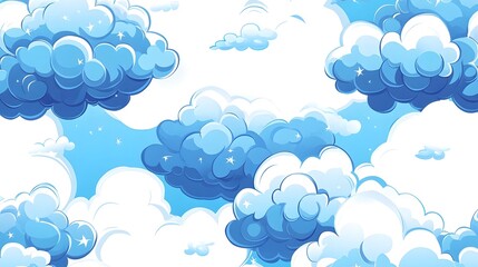 Dreamy Cloudscape with Fluffy Clouds in Blue Sky
