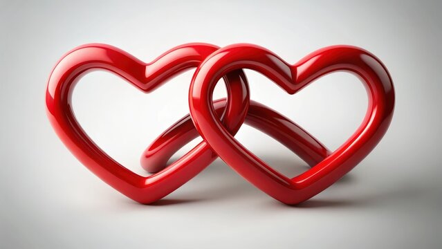 Red heart symbols intertwined as a single, unbroken bond , red hearts, couple,  red hearts, couple, unity, love