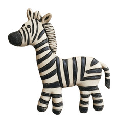 PNG 2d clay zebra animal white cute.