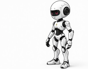 Cute White Robot Character, 3D Rendered Friendly Bot, Futuristic AI