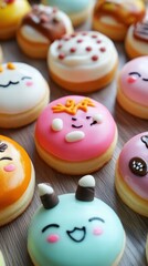 Decorating pastries with colorful icing bakery dessert art cozy kitchen close-up cute patterns