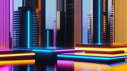 Fototapeta premium Neon Cityscape at Night