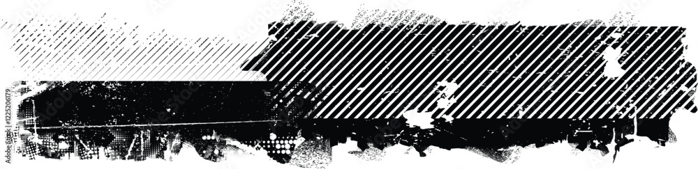 Aufkleber grunge textured banner with rough edges. halftone dots texture. overlay grunge texture . simply plac