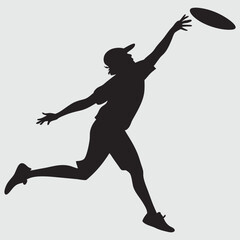 a person catching a frisbee silhouette vector design art and illustration