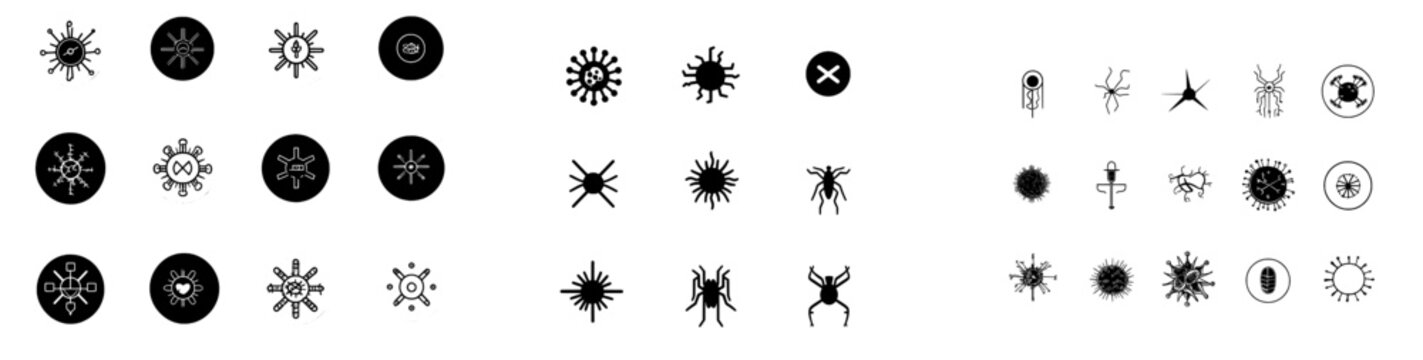 Black and Outline Icon for Coronavirus Covid 19