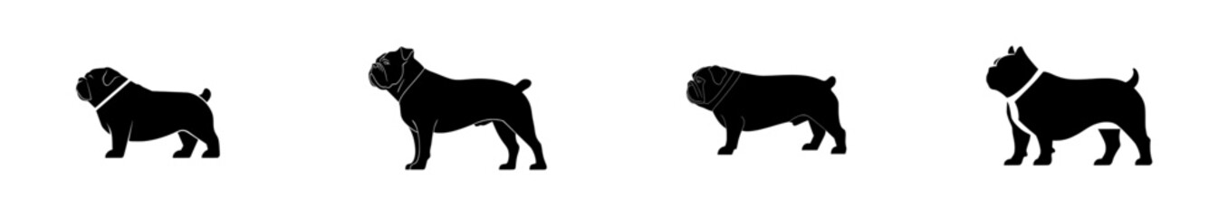 British bulldog dog silhouette, modern illustration of a dog on a white background