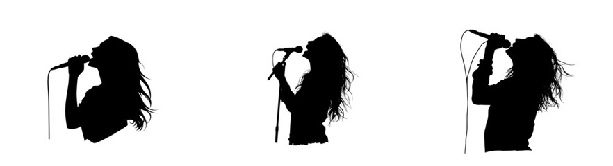 Illustration of a woman singing, shown as a silhouette against an isolated background