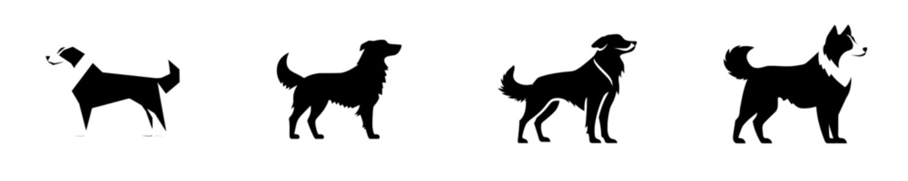 Simple Border Collie side full body silhouette modern illustration