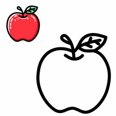 Coloring book for children (red apple). Coloring book, education game for children.