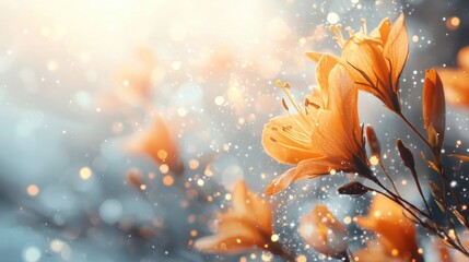 Stunning Orange Lily Flower in Soft Ethereal Lighting with Sparkling Glimmering Effect