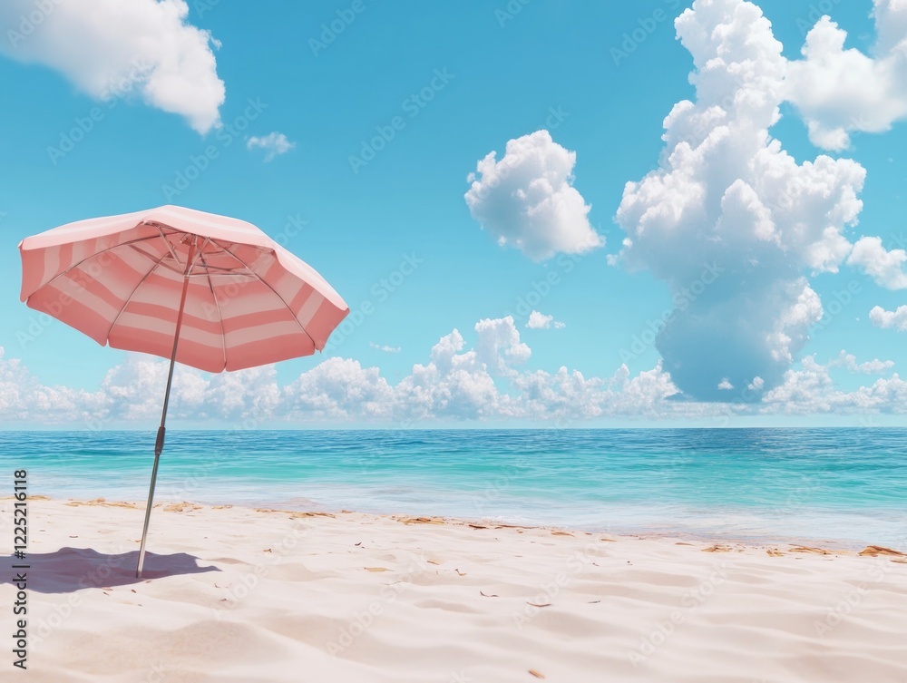 Wall mural Capture the essence of a warm summer day by the sea with this breathtaking image showcasing vibrant umbrellas and golden sand The atmosphere of pure happiness is palpable, inviting viewers to embrace