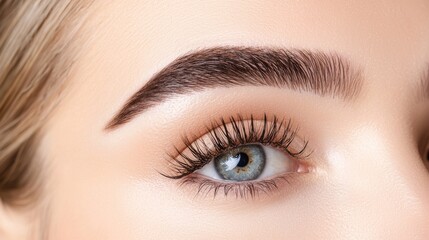 Obraz premium Captivating Close up of Alluring Woman s Ethereal Blue Eyes and Flawless Skin