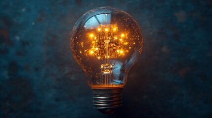 Illuminating Innovation: A Circuit Board Inside a Glowing Lightbulb